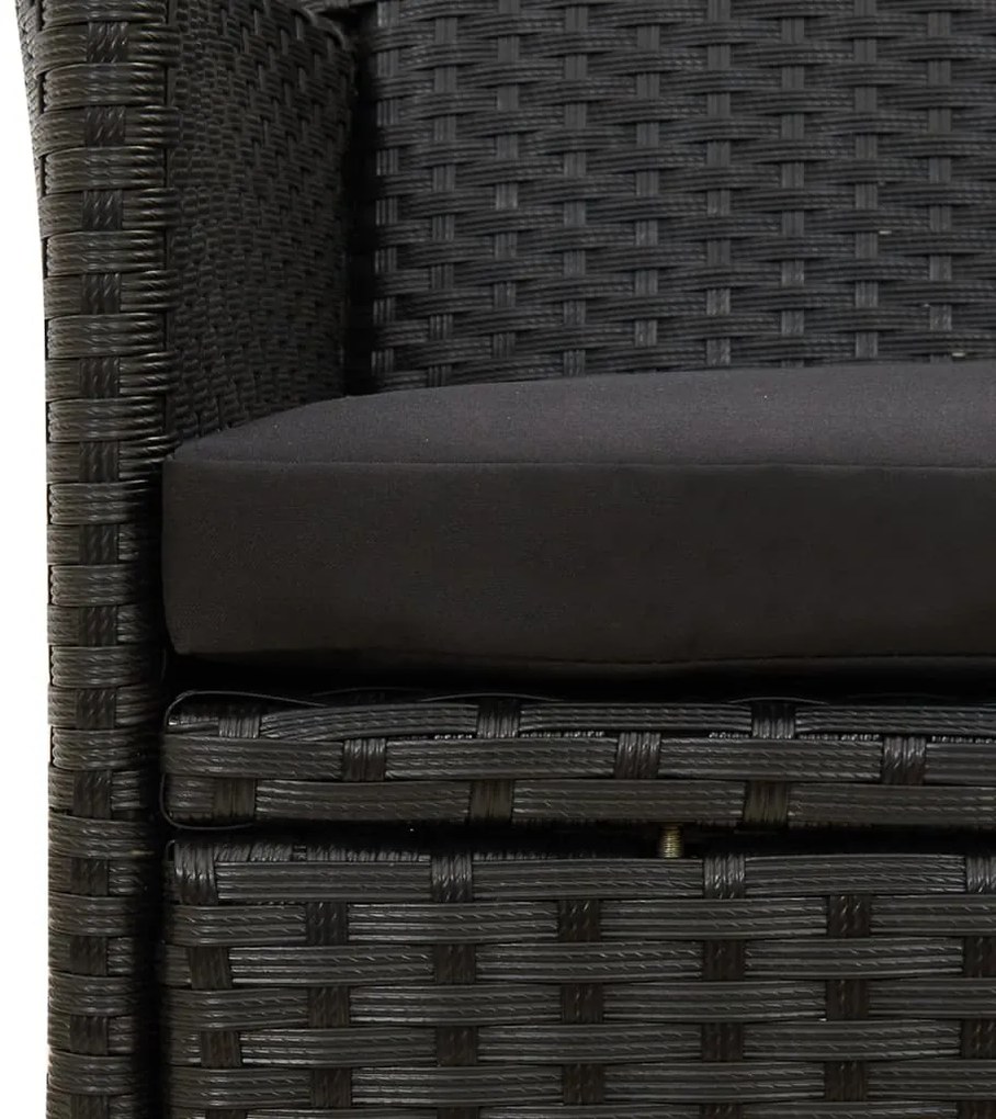 vidaXL Σετ Τραπεζαρίας Εξ. Χώρου 11 τεμ Μαύρο Συνθ. Ρατάν με Μαξιλάρια