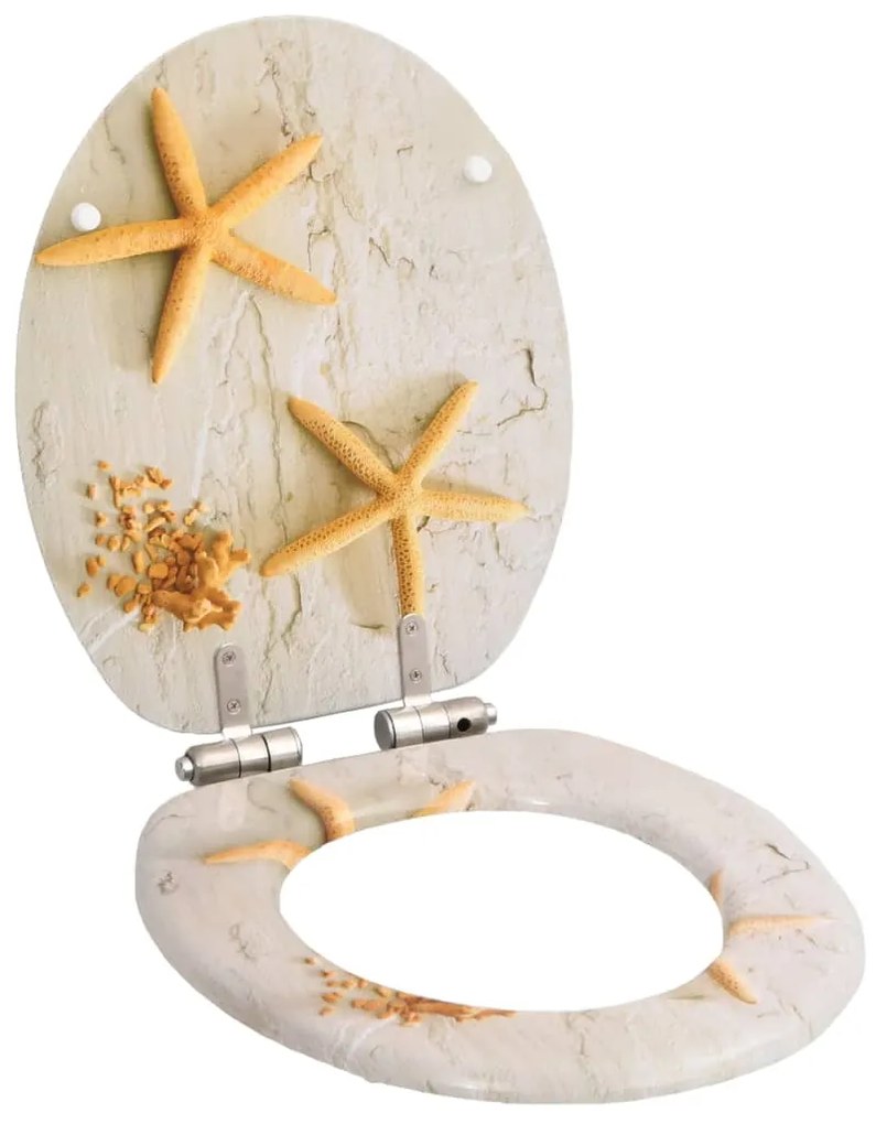 vidaXL Κάλυμμα Λεκάνης με Καπάκι Soft Close Σχέδιο Αστερίες από MDF