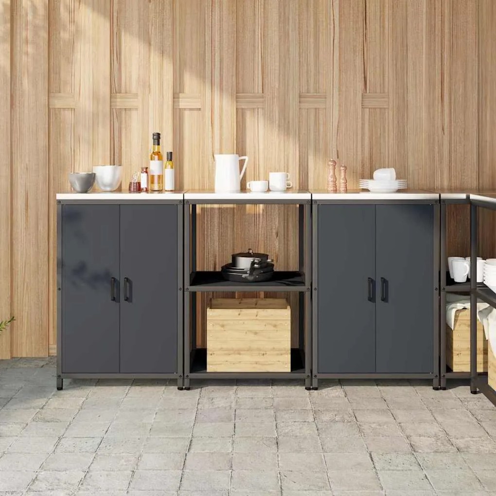 vidaXL Σετ Αποθήκευσης Κουζίνας 3 pcs Ανθρακί Ψυχρής έλασης χάλυβας
