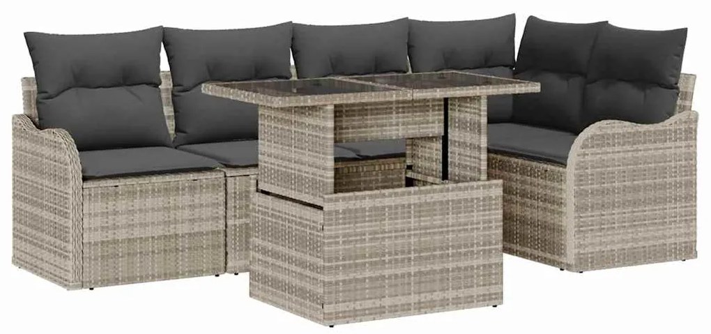 vidaXL Σετ Καναπέ Κήπου 6 pcs Ανοιχτό γκρι 100 x 55 x 73 εκ Πολυ ράταν