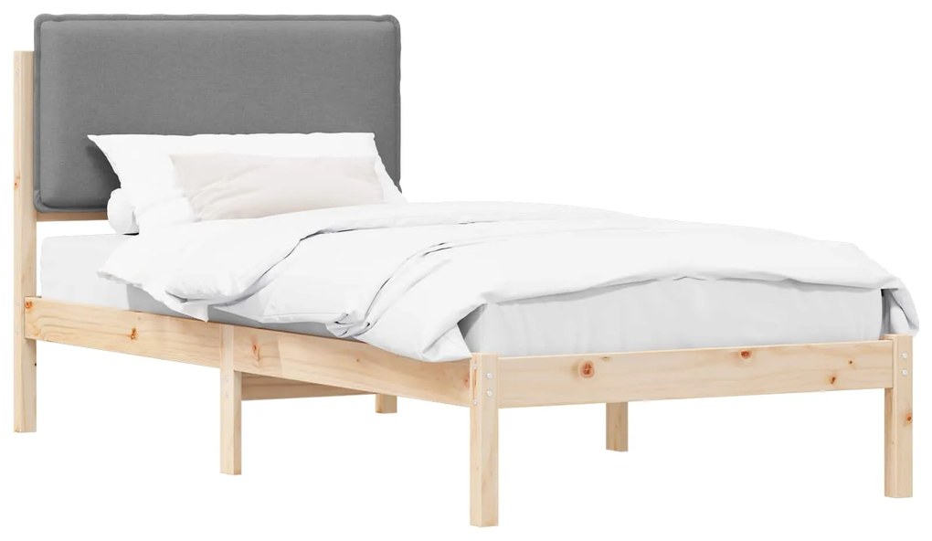 vidaXL Σκελετός Κρεβατιού με Επενδεδυμένο Κεφαλάρι Ανοιχτό γκρι