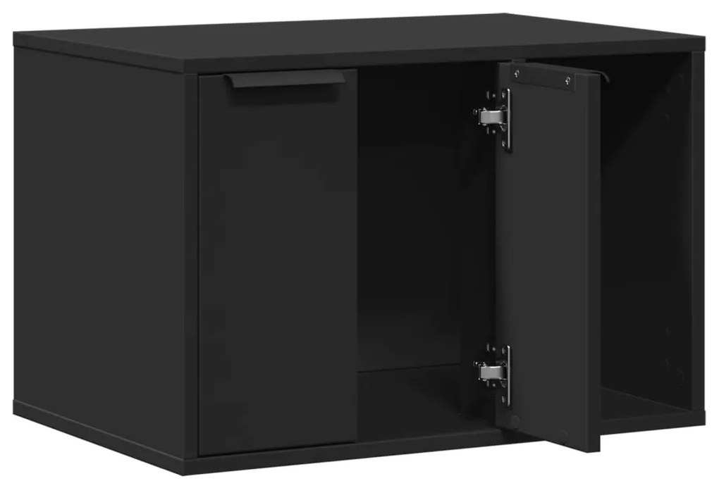Τουαλέτα Γάτας Περίφραξη Μαύρο 60x40x40 εκ. Επεξεργασμ. Ξύλο - Μαύρο