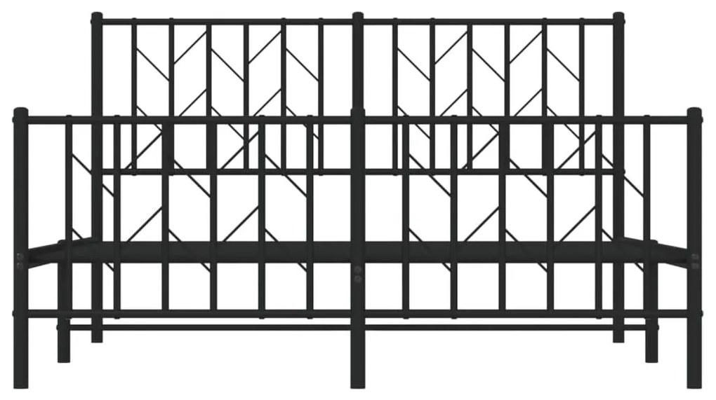 Πλαίσιο Κρεβατιού με Κεφαλάρι&amp;Ποδαρικό Μαύρο 140x190εκ. Μέταλλο - Μαύρο