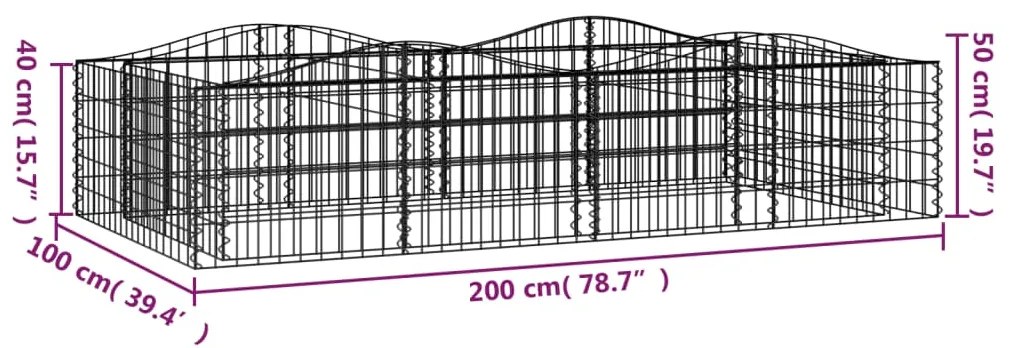 Συρματοκιβώτιο Τοξωτό 200x100x50 εκ. από Γαλβανισμένο Σίδερο - Ασήμι