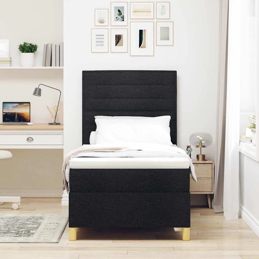 vidaXL Κρεβάτι με ελατήρια με στρώμα Μαύρο 100 x 200 cm ύφασμα