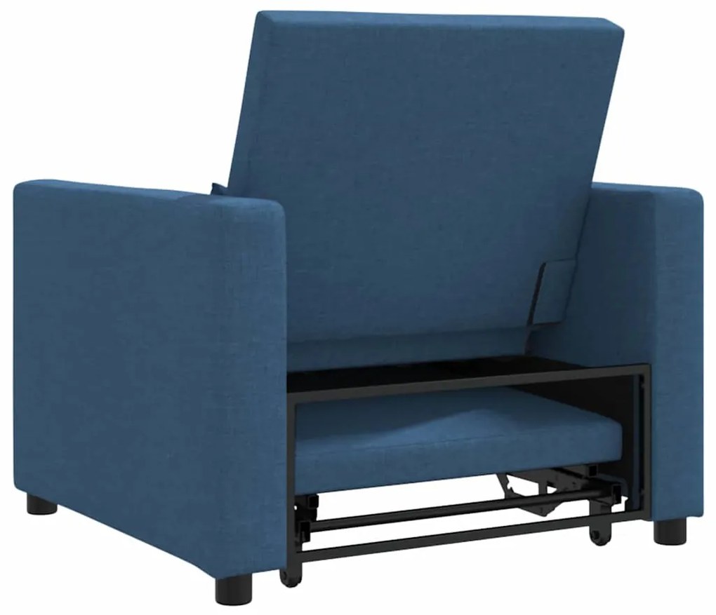 vidaXL Καναπές Κρεβάτι Μονό με τροχούς Μπλε 90 x 165 x 87 εκ. ύφασμα