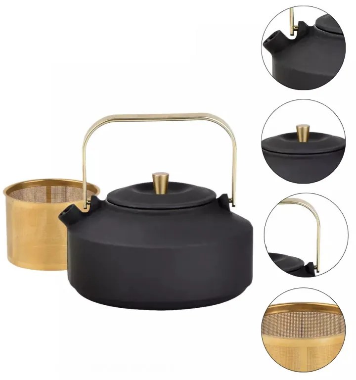 Εγχυτήρας Kinghoff KH 1935, 1 l, Προφίλ στόμιο, Χυτοσίδηρος, Εσωτερικό με εμαγιέ, Μαύρο