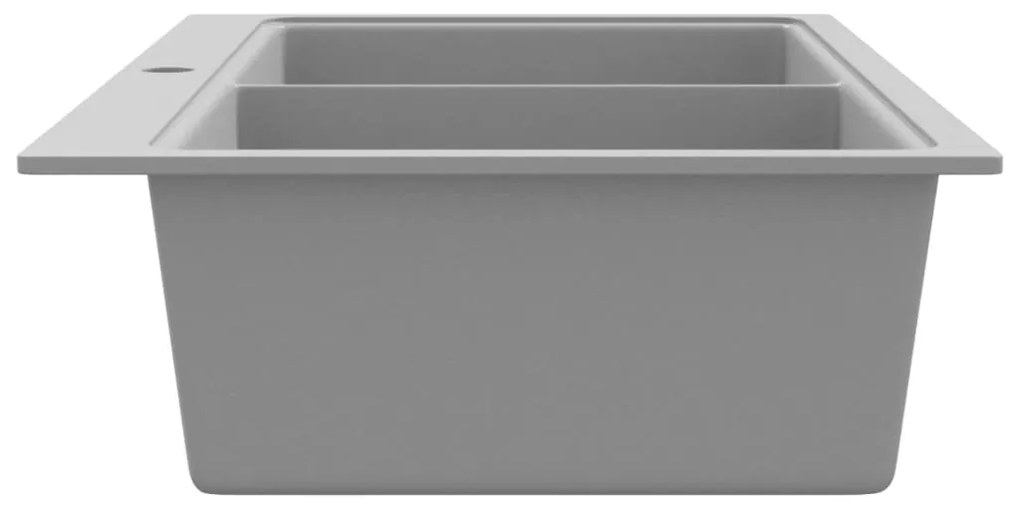 Νεροχύτης Ένθετος με Διπλή Γούρνα Γκρι Γρανιτένιος