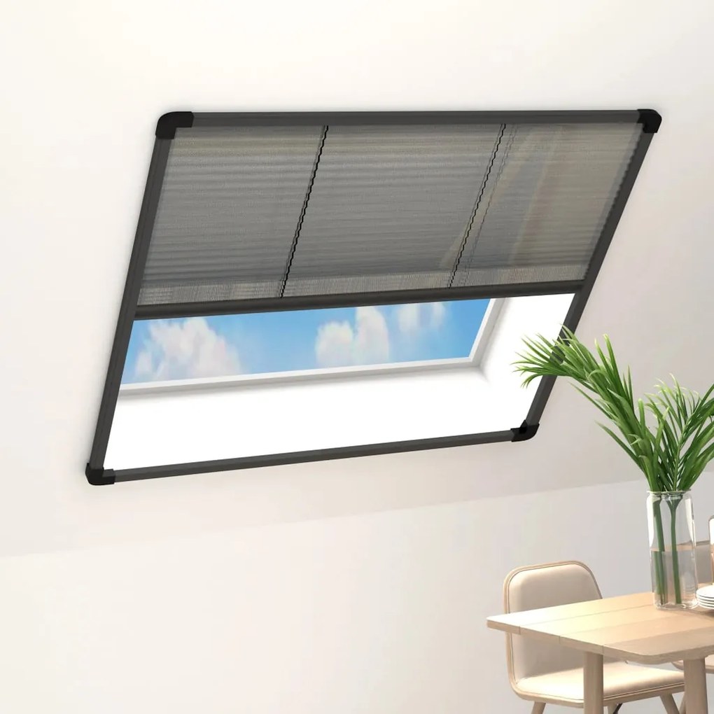vidaXL Σήτα Παραθύρου Πλισέ Ανθρακί 130 x 100 εκ. από Αλουμίνιο