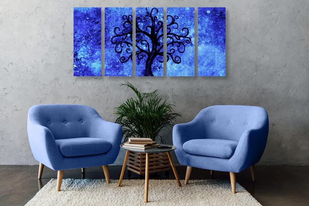5 τμημάτων εικόνα δέντρο της ζωής σε μπλε φόντο - 200x100