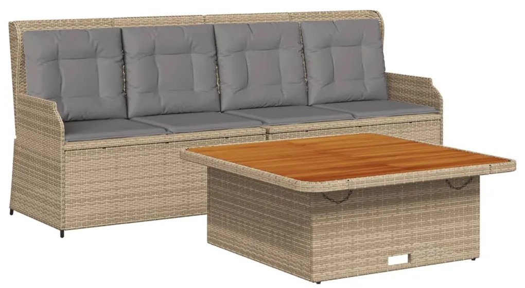 vidaXL Σετ Καναπές Κήπου 3 τεμ. Μπεζ Συνθετικό Ρατάν με Μαξιλάρια