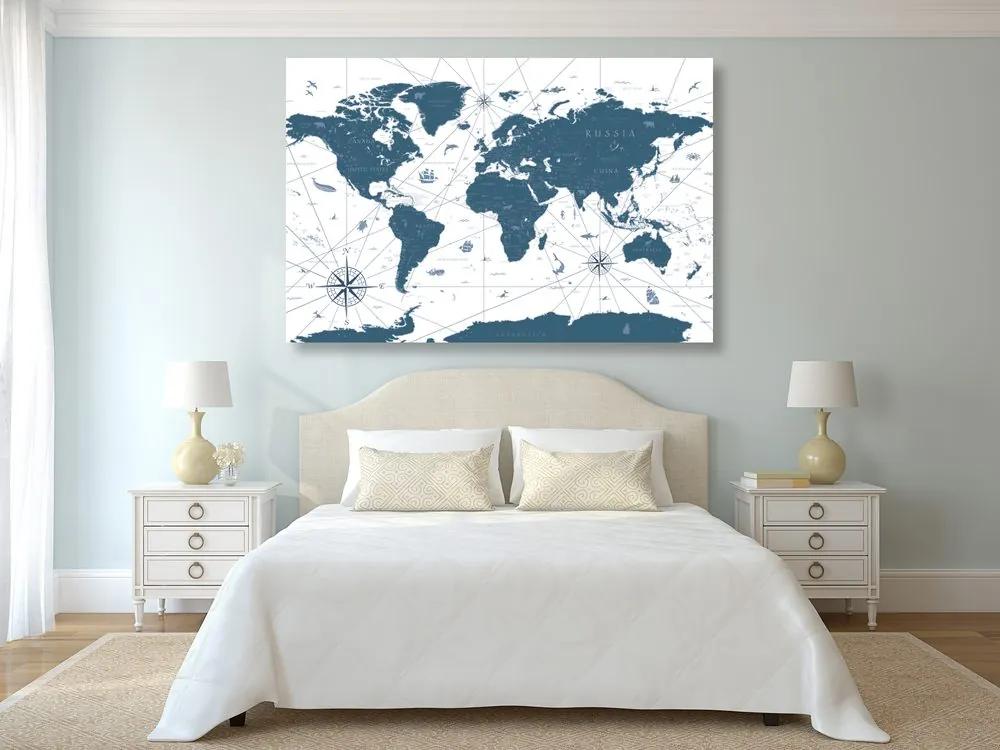 Εικόνα στο χάρτη από φελλό σε μπλε σχέδιο - 120x80  transparent