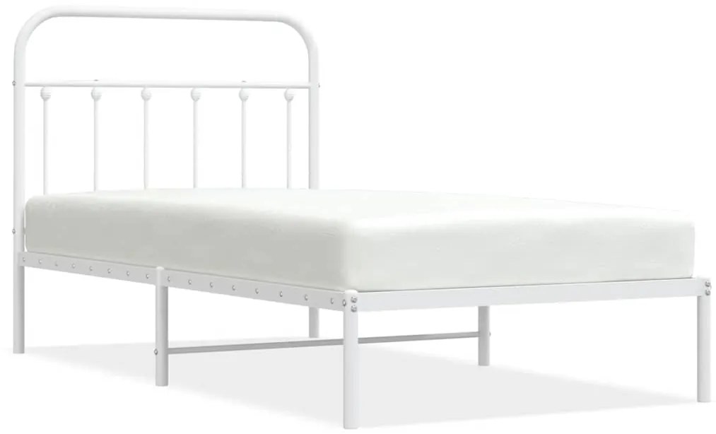 vidaXL Πλαίσιο Κρεβατιού με Κεφαλάρι Λευκό 100x190 εκ. Μεταλλικό