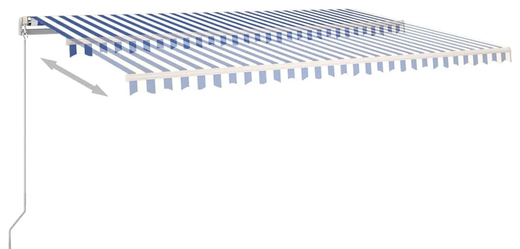 vidaXL Τέντα Αυτόματη με LED &amp; Αισθ. Ανέμου Μπλε / Λευκό 5 x 3,5 μ.