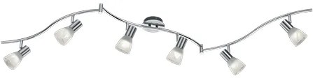 Σποτ Ράγα Εξάφωτη 180xH21cm Led 6xE14 6x470lm 3000lm Nickel Mat-Αλάβαστρος Trio Lighting Levisto 871010607