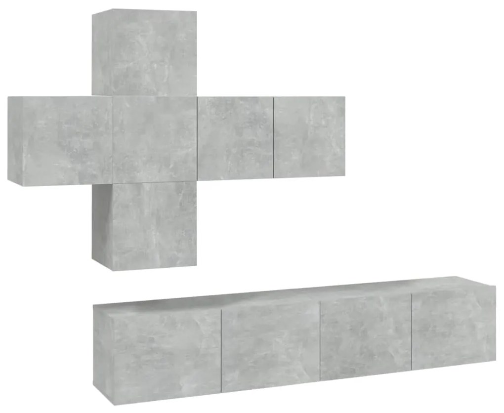 vidaXL Σετ Επίπλων Τηλεόρασης 7 Τεμαχίων Γκρι Σκυρ. Επεξεργασμένο Ξύλο