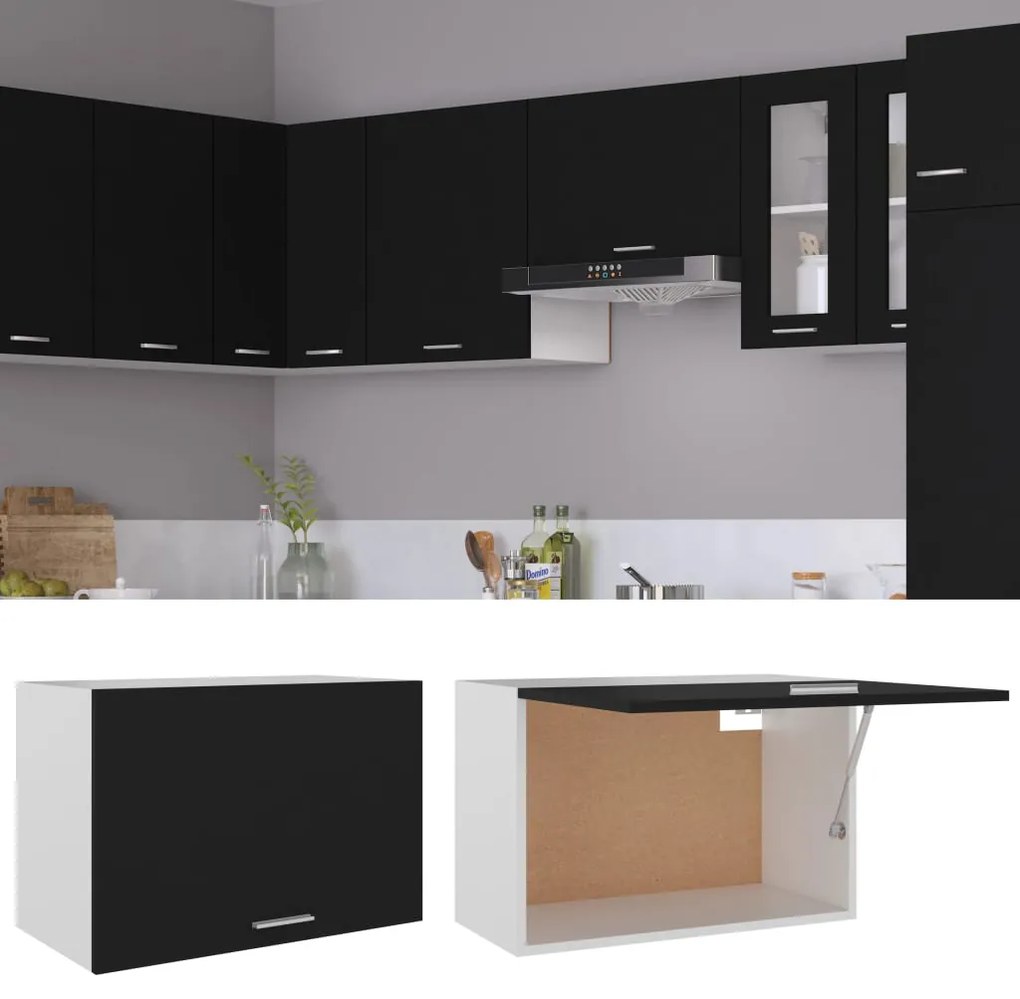 vidaXL Κρεμαστό Ντουλάπι "Lyon" Μαύρο 60x31x40 εκ. από Τεχνητό Ξύλο