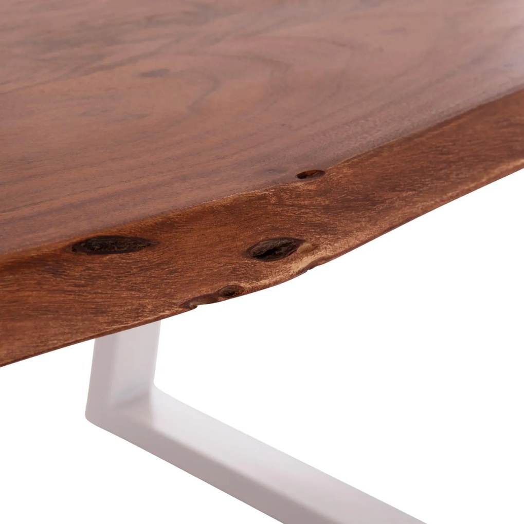 Τραπέζι MONTANA C8336.12 από Ξύλο Ακακίας 4εκ. &amp; Μεταλλικά Λευκά πόδια 160x90x77Υεκ. 160x90x77 εκ.