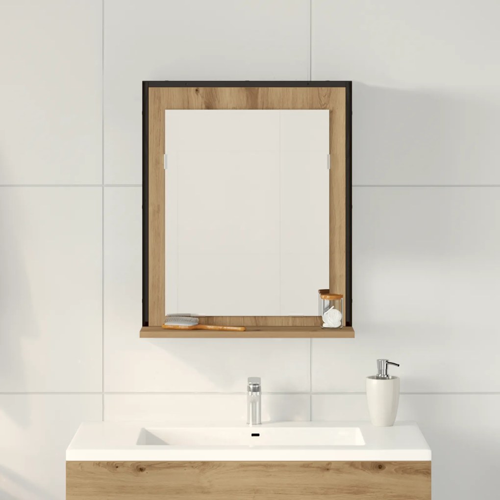 vidaXL Καθρέφτης μπάνιου  Artisan Oak 50x12x60 εκ. Επεξεργασμένο ξύλο