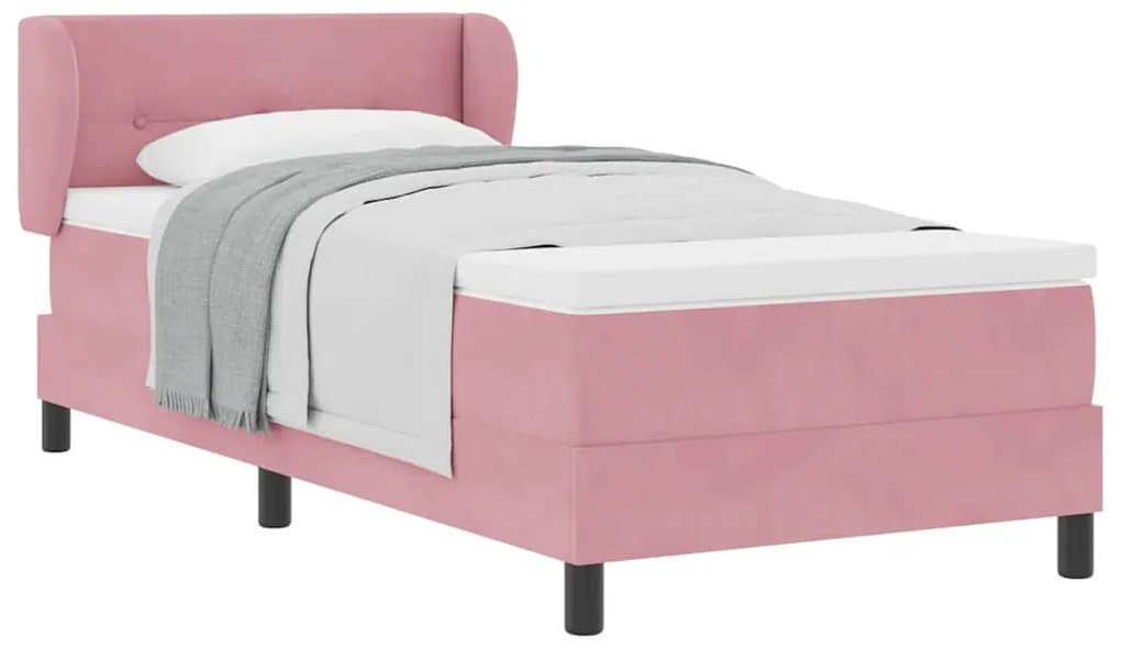 vidaXL Κρεβάτι με ελατήρια με στρώμα Ροζ 100 x 200 cm Βελούδο