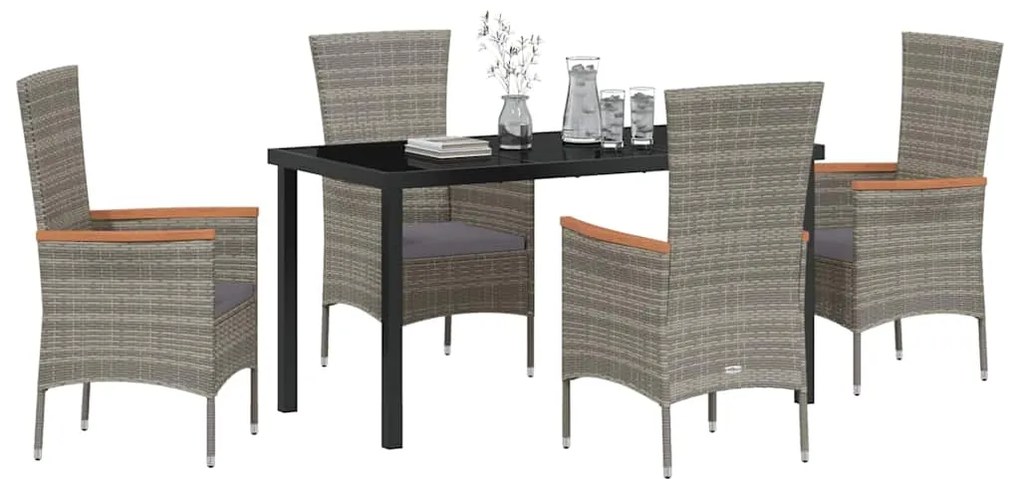 vidaXL Σέτ φαγητού για κήπο 5 pcs Γκρι Χάλυβας με επίστρωση πούδρας