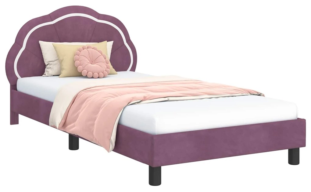 vidaXL Κρεβάτι Παιδικής Κρεβατοκάμαρας με Κεφαλάκι Μοβ 90 x 190 cm