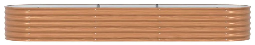vidaXL Ψηλό Κρεβάτι Κήπου Καφέ με Ξύλινη Όψη 320 x 80 x 44 εκ. από Χάλυβα