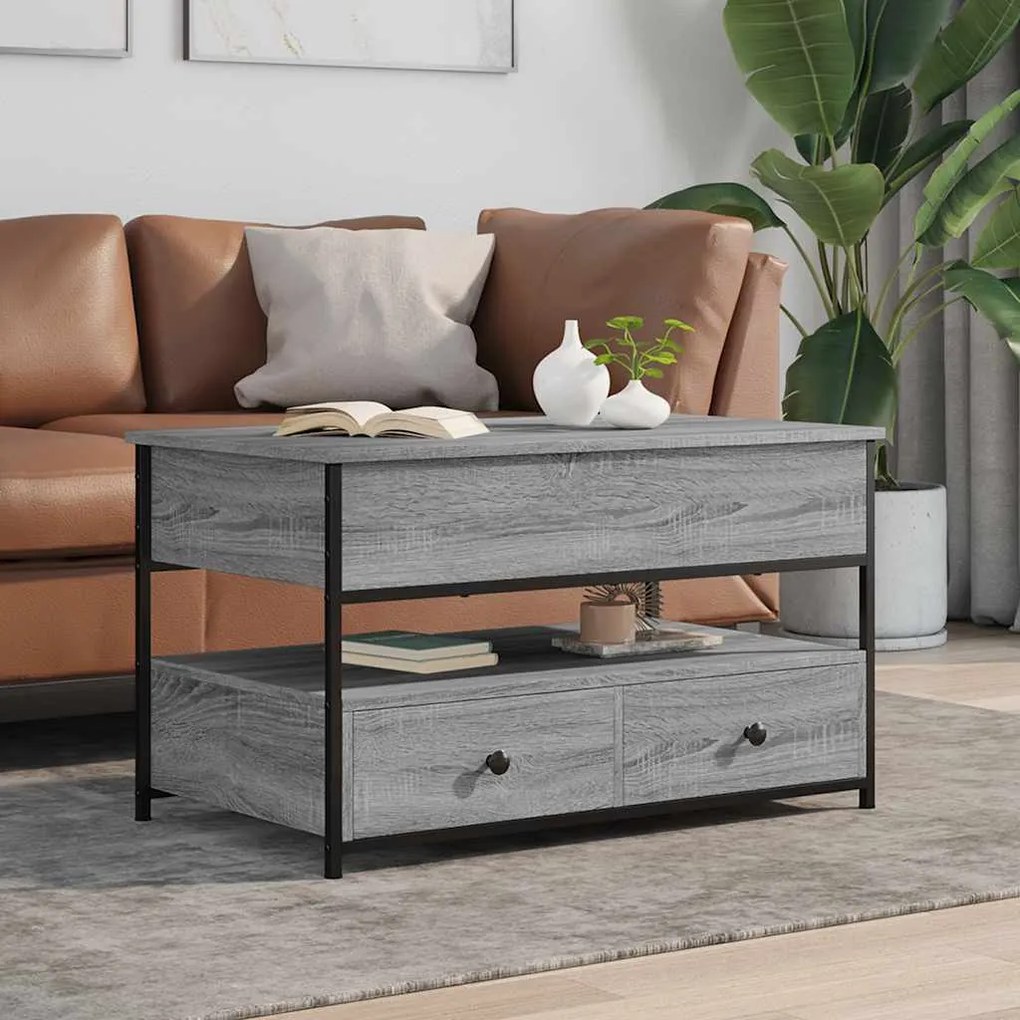 vidaXL Τραπεζάκι Σαλονιού Γκρι Sonoma 85x50x50 εκ. Επεξ. Ξύλο/Μέταλλο