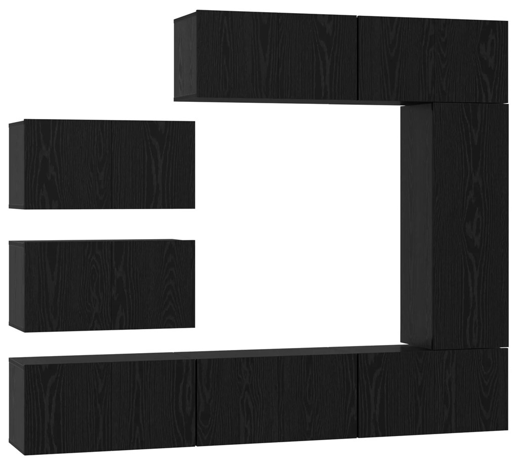 vidaXL Σετ επίπλου τηλεόρασης 8 pcs Μαύρη δρυς 30.5 x 30 x 90 cm