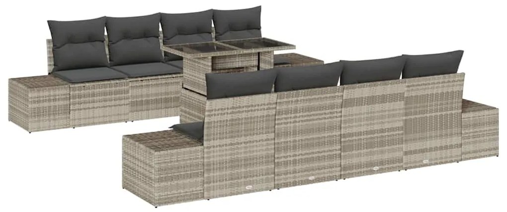 vidaXL Σετ Καναπέ με μαξιλάρι 7 pcs Ανοιχτό γκρι συνθετικό ρατάν