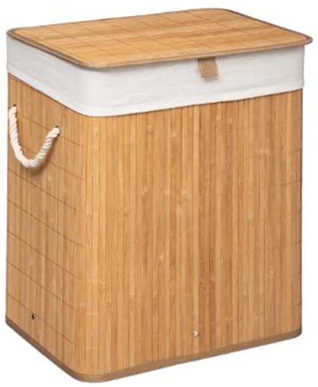 Καλάθι απλύτων Natural pakoworld χρώμα φυσικό-λευκό 40x30x50εκ