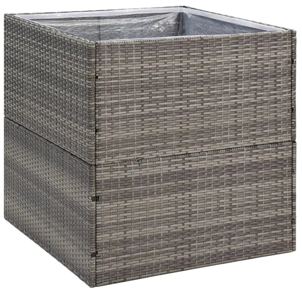 vidaXL Ζαρντινιέρα Κήπου Γκρι 80 x 80 x 80 εκ. από Συνθετικό Ρατάν