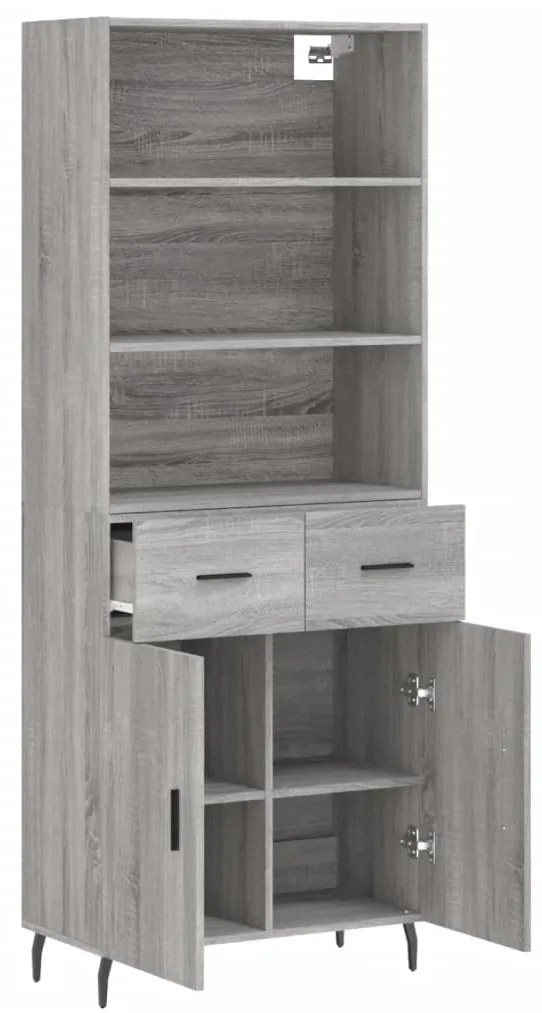 vidaXL Ντουλάπι Γκρι Sonoma 69,5 x 34 x 180 εκ. Επεξεργασμένο Ξύλο