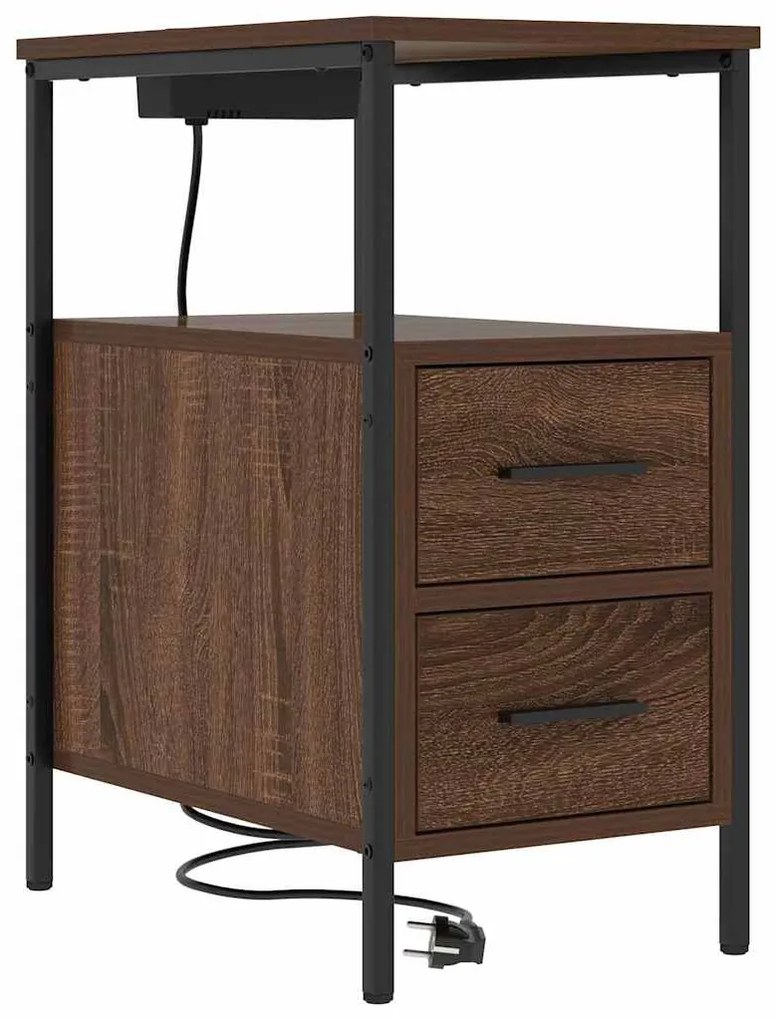 vidaXL Κομοδίνο 2 pcs Καφέ δρυς 30 x 48 x 61 εκ Επεξεργασμένο ξύλο