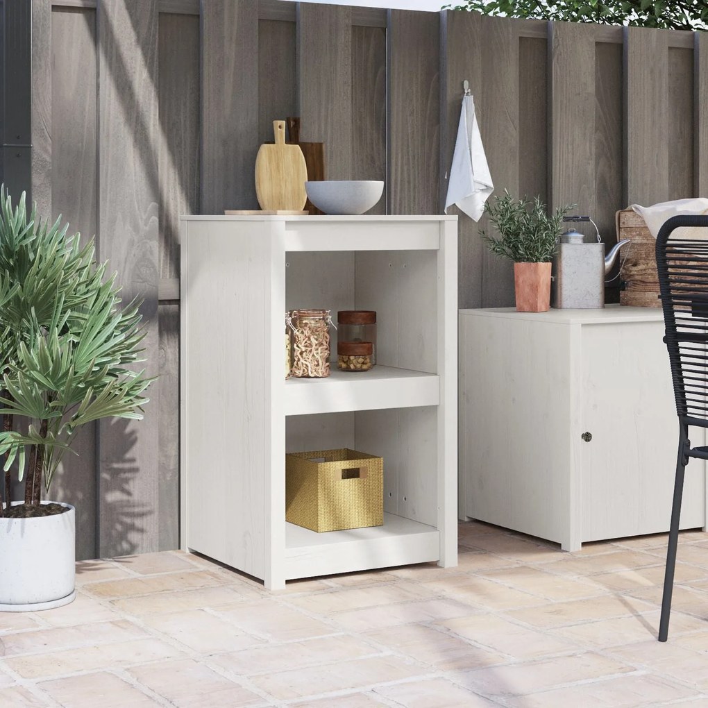 vidaXL Ντουλάπι εξωτερικής κουζίνας Λευκό 55x55x92 εκ. Μασίφ ξύλο πεύκου