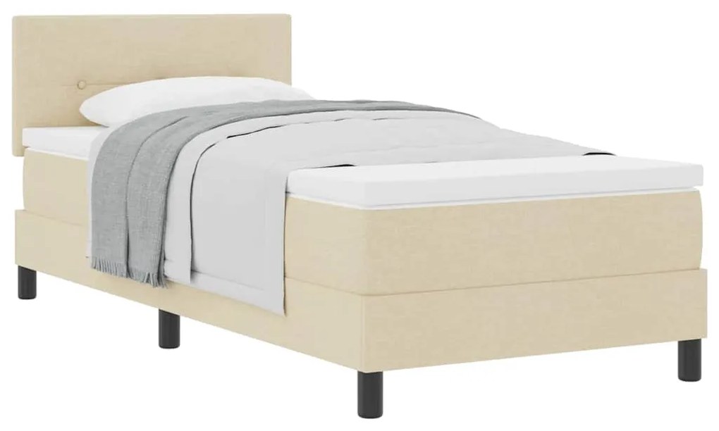 vidaXL Κρεβάτι box spring με στρώμα με στρώμα Κρεμ 90 x 200 cm ύφασμα