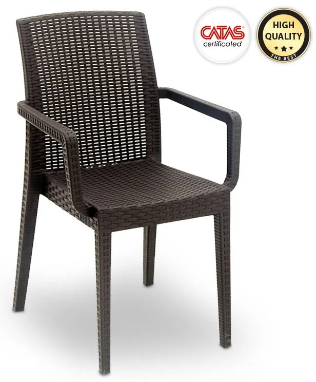 Πολυθρόνα κήπου Ocean Megapap από PP χρώμα καφέ 54x58x86εκ.-GP015-0011