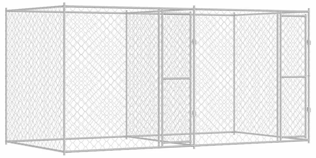 vidaXL Κλουβί σκύλου Ασημί 400 x 200 x 200 εκ. Επικαλυμμένος Χάλυβας