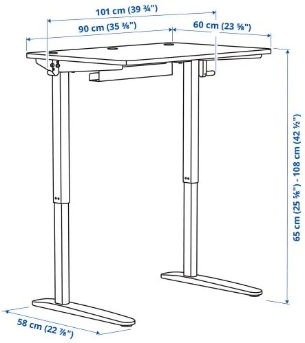RELATERA σύνθεση γραφείου όρθια/καθιστή θέση, 90x60 cm 795.558.03