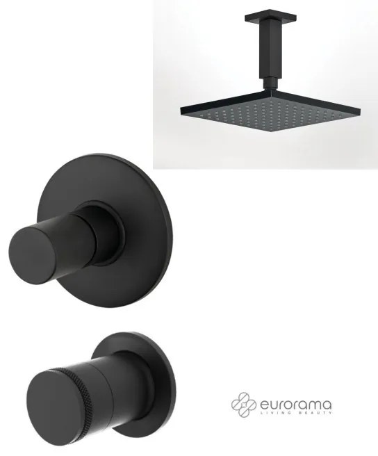 Eurorama RES PRO Μίκτης εν/σμού &amp; La Torre εκτροπέας περ/φικός 2 εξ &amp; Αν/μενη κεφαλή 20x20εκ &amp; μπράτσο οροφής 10εκ Black Matt