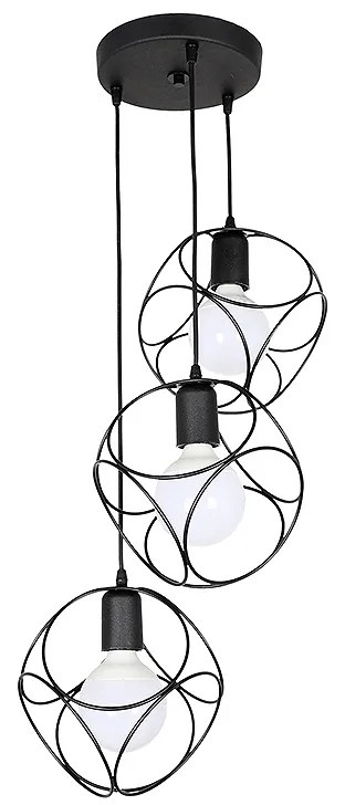 Φωτιστικό οροφής Lusita Megapap E27 μεταλλικό τρίφωτο χρώμα μαύρο 35x35x90εκ.