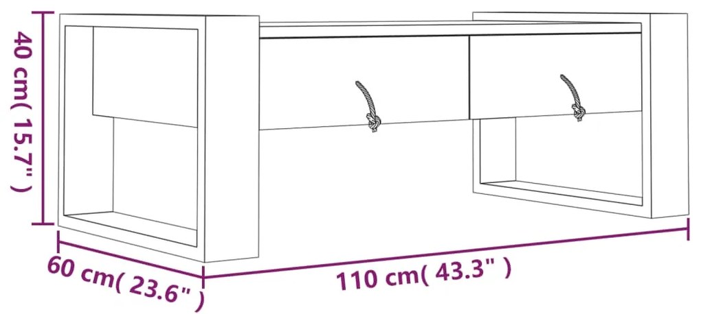 vidaXLΤραπεζάκι Σαλονιού 110 x 60 x 40 εκ. από Μασίφ Ξύλο Teak - Καφέ