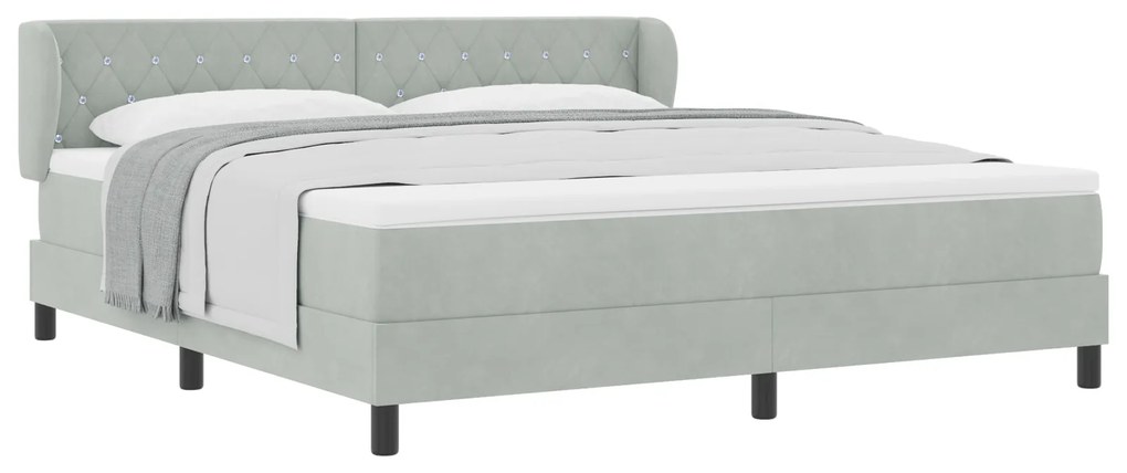 vidaXL Κρεβάτι Box Spring με Στρώμα Γκρι ανοιχτό 180x200 εκ. Βελούδο