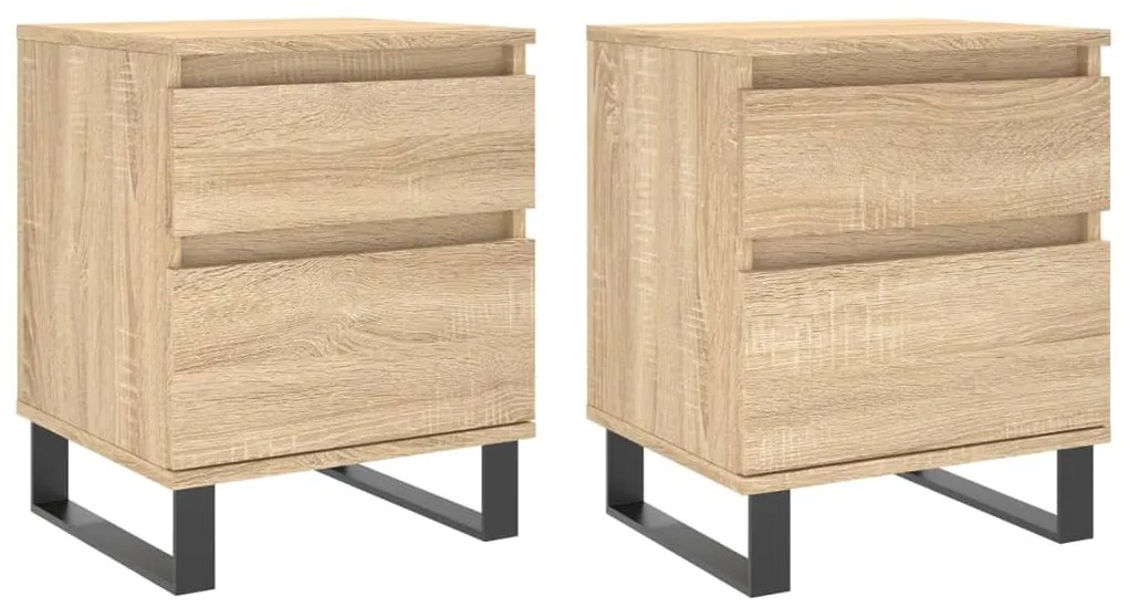 vidaXL Κομοδίνα 2 τεμ. Sonoma Δρυς 40 x 35 x 50 εκ. από Επεξεργ. Ξύλο