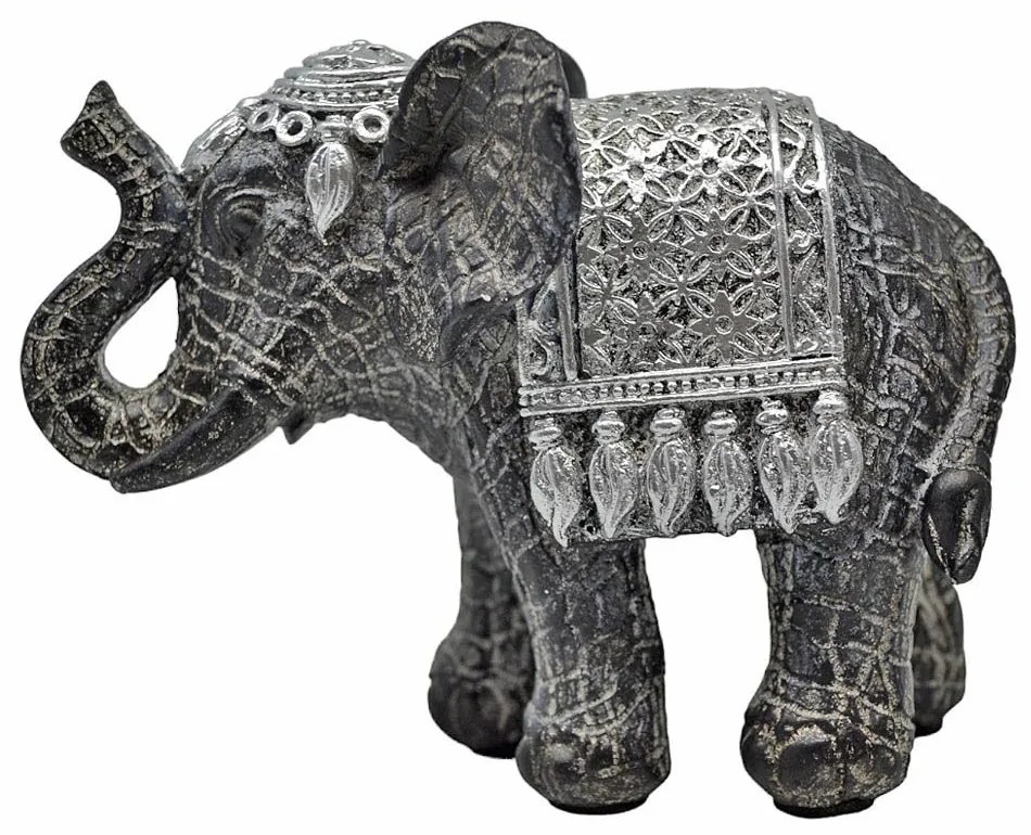 Ελεφαντάκι Διακοσμητικό 828906 10x5x8cm Grey-Silver Ankor Polyresin