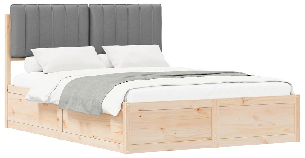 vidaXL Σκελετός Κρεβατιού με Επενδεδυμένο Κεφαλάρι Ανοιχτό γκρι