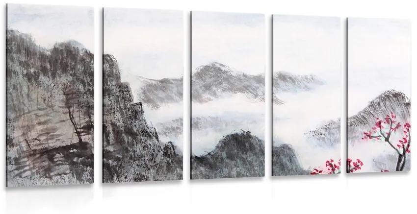 Εικόνα 5 μερών παραδοσιακή κινεζική ζωγραφική τοπίων - 200x100