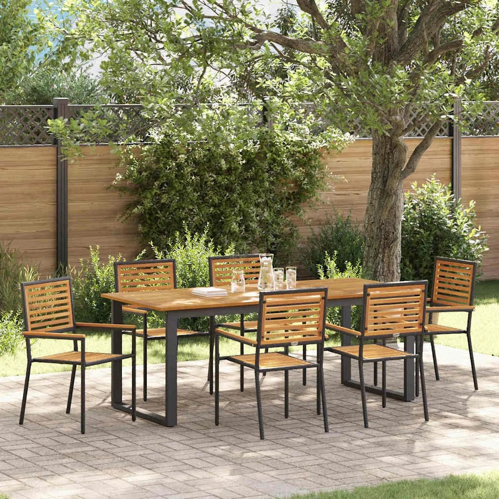 vidaXL Σετ Υπαίθριας Μαγειρικής 7 pcs Μαύρο 200 x 90 x 75 cm
