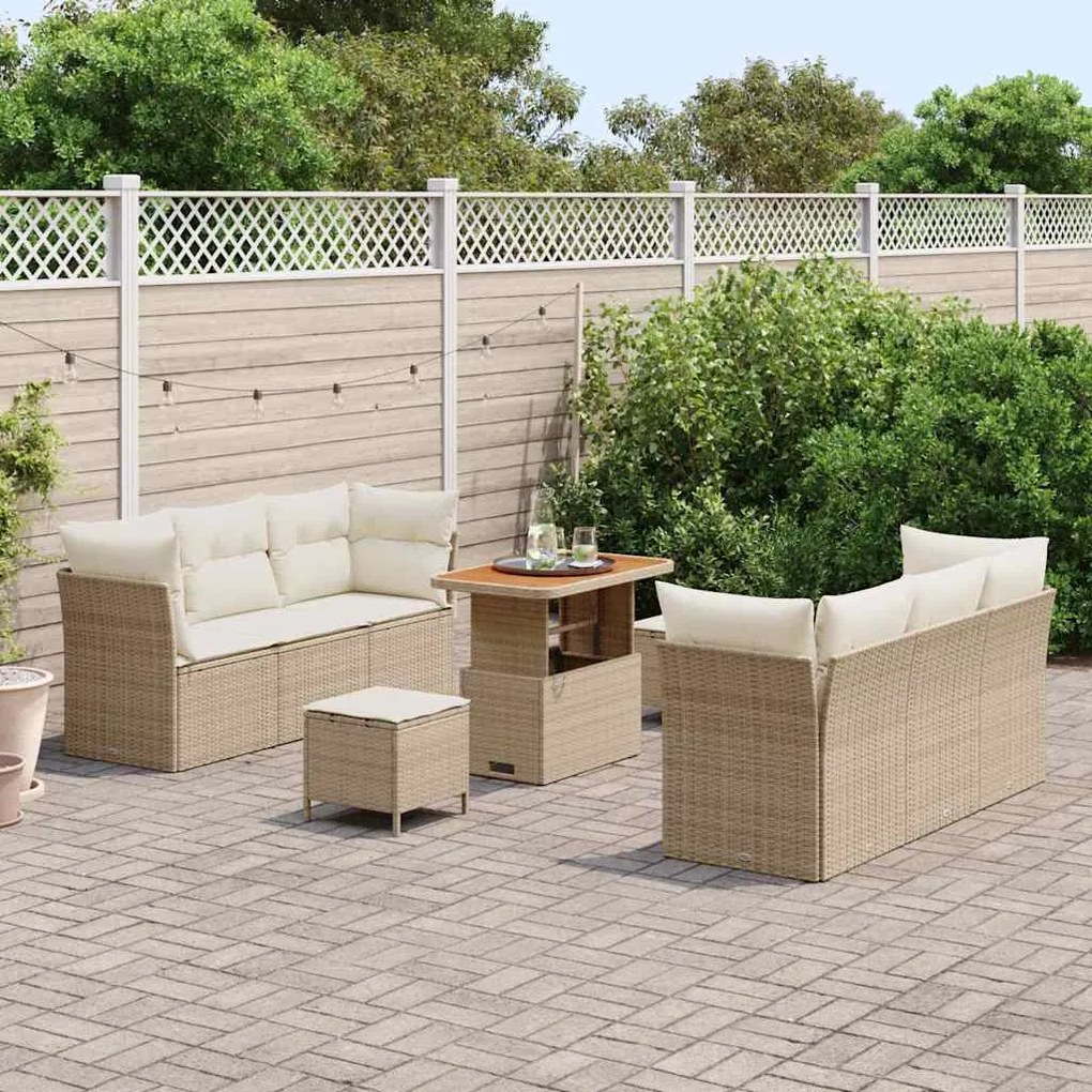 vidaXL Σετ Καναπέ Κήπου 9 pcs μπεζ και κρεμ 90 x 55 x 71 cm
