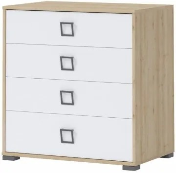 Συρταριέρα Riddle 4S-Δρυς-Λευκό - 84.00Χ56.00Χ89.00cm